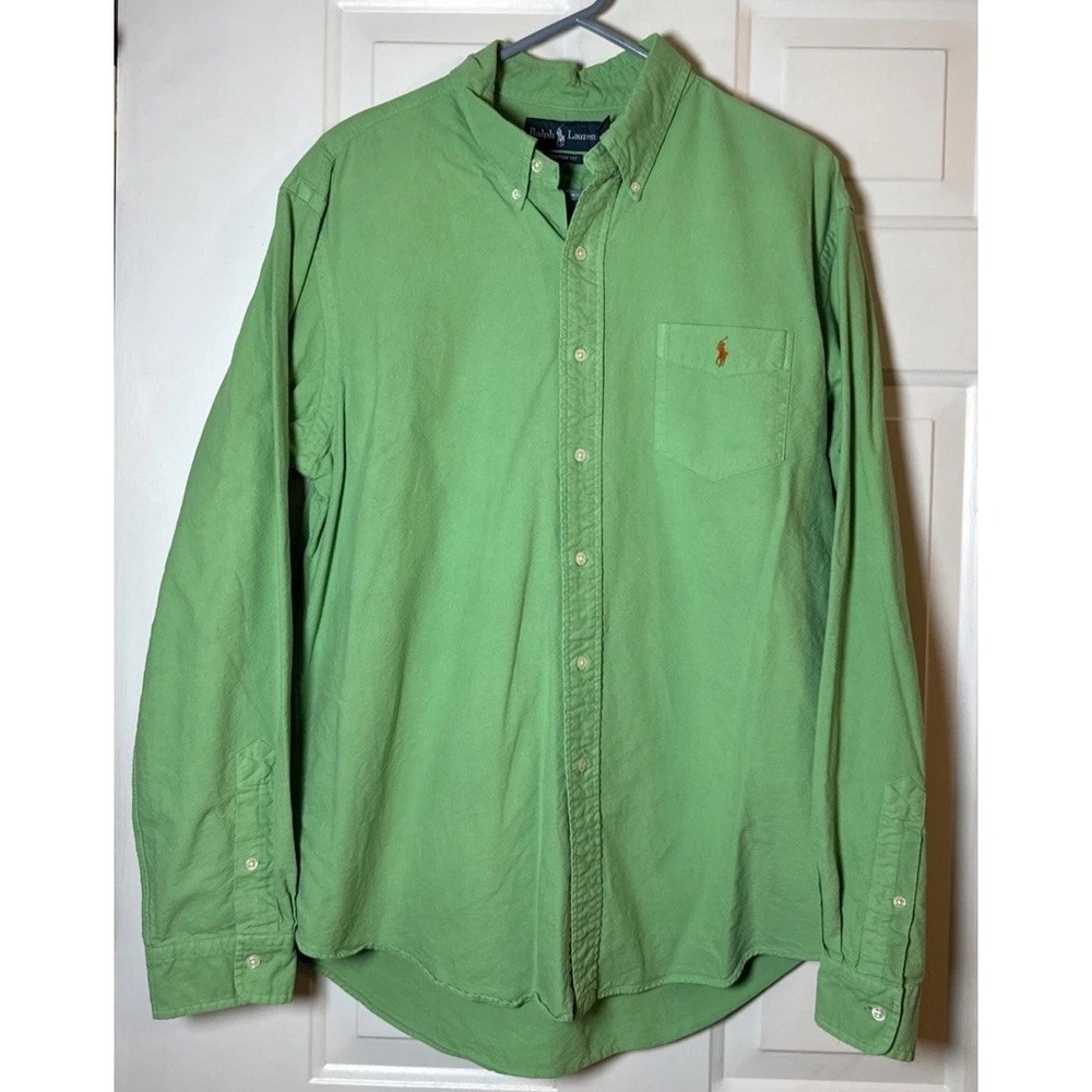 Ralph Lauren Custom Fit Oxford Shirt Mens XL Green Button Down Pony Cotton